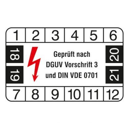 Prüfplakette Geprüft nach DGUV Vorschrift 3 und DIN VDE 0701 weiß/schwarz/rot
