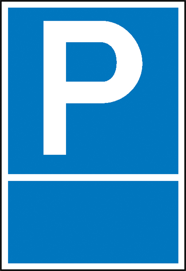 Parkplatzschild Symbol: P, mit Freifläche zur Selbstbeschriftung